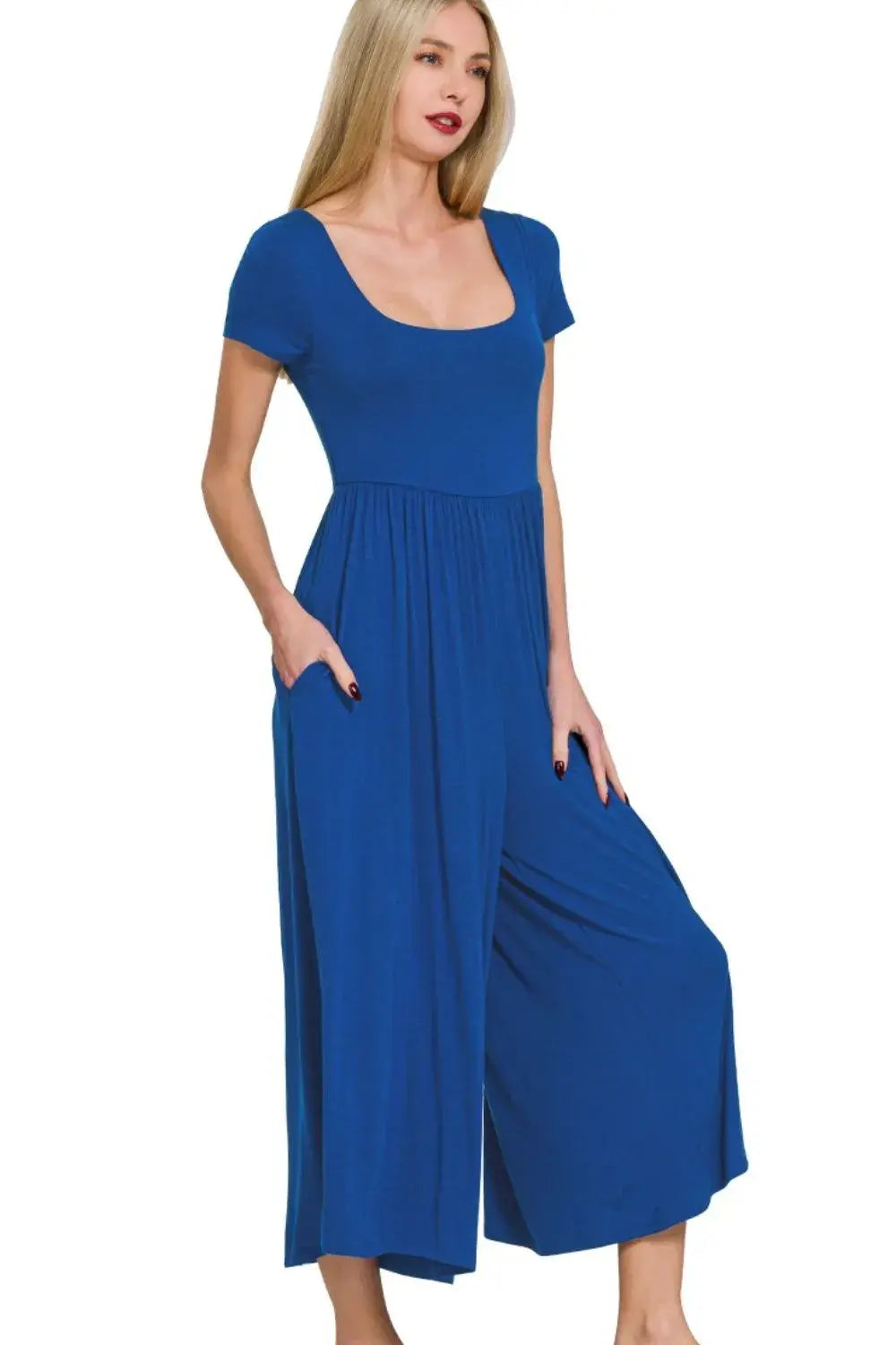 Zenana Double Layered Short Sleeve Jumpsuits - Trendsi - Flyclothing LLC