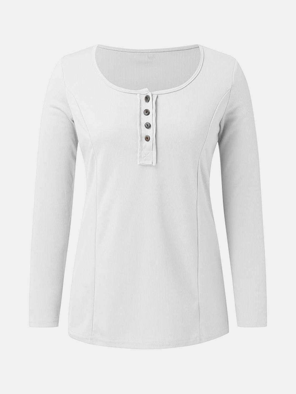 Full Size Scoop Neck Long Sleeve T-Shirt - Trendsi - Flyclothing LLC