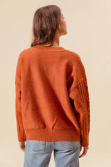 SO ME Embroidered Flower Cable Knitted Sweater - Trendsi - Flyclothing LLC