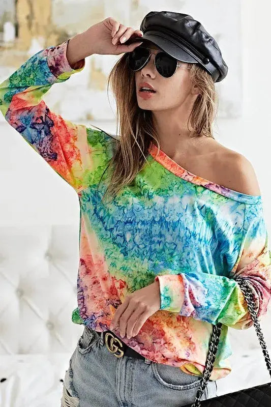 BiBi Tie Dye Soft Knit Jersey T-Shirt - Trendsi - Flyclothing LLC