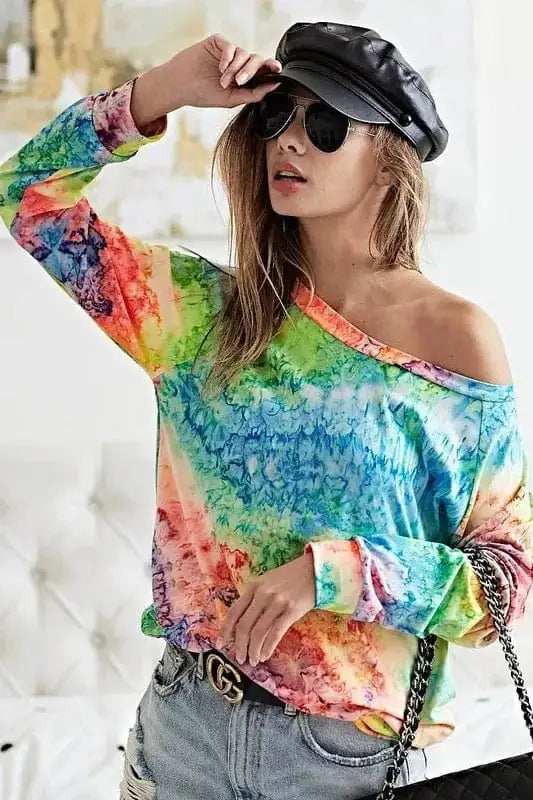 BiBi Tie Dye Soft Knit Jersey T-Shirt - Trendsi - Flyclothing LLC
