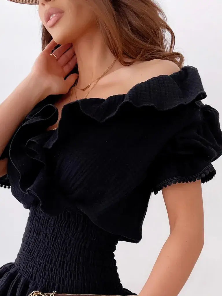 Ruffled Smocked Layered Mini Dress - Trendsi - Flyclothing LLC