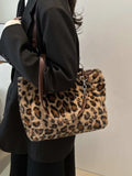 Faux Fur Leopard Shoulder Bag - Trendsi - Flyclothing LLC