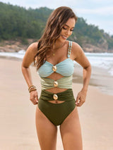 Color Block Sweetheart Neck One-Piece Swimwear - Trendsi - Flyclothing LLC