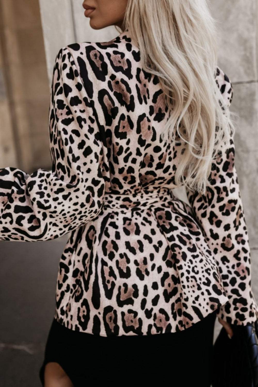 Tied Printed Collared Neck Long Sleeve Jacket - Trendsi - Flyclothing LLC