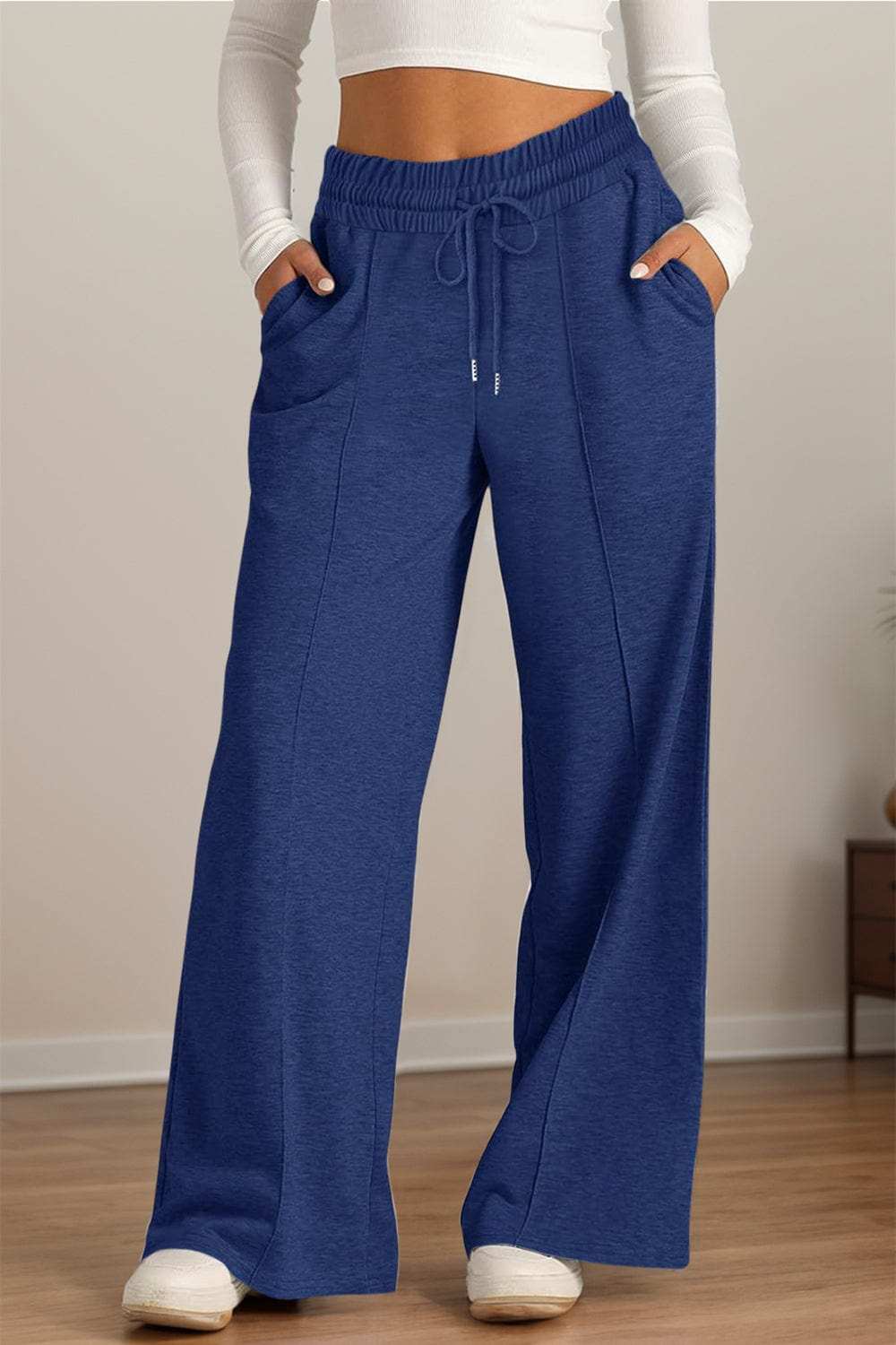 Drawstring Elastic Waist Wide Leg Pants - Trendsi - Flyclothing LLC