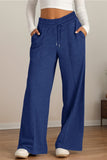 Drawstring Elastic Waist Wide Leg Pants - Trendsi
