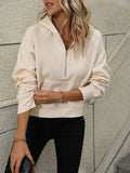 Mandy Half Zip Long Sleeve Sweatshirt - Trendsi - Flyclothing LLC