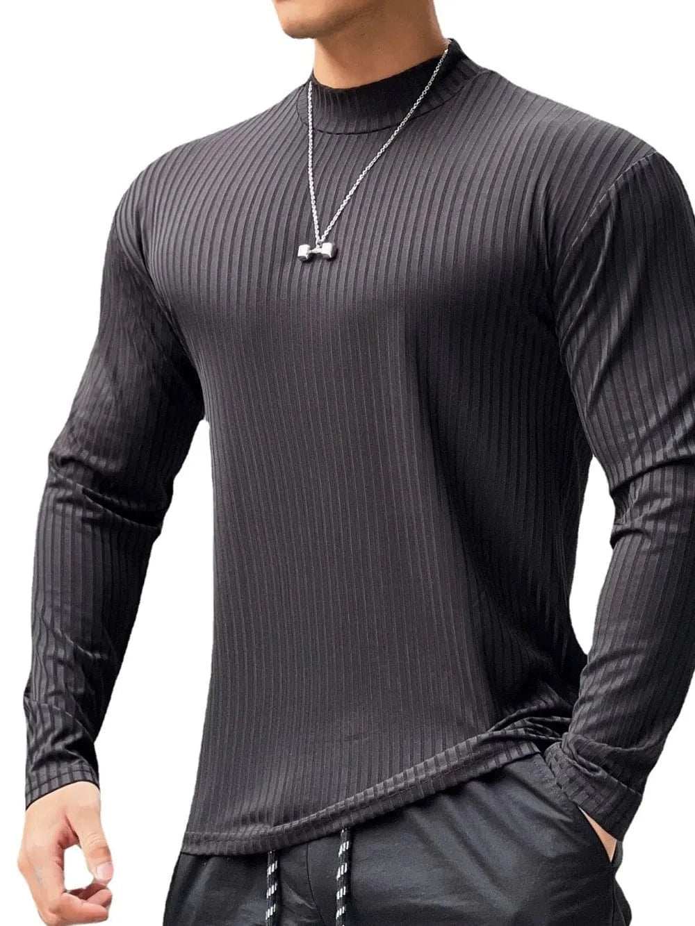 Men's Mock Neck Long Sleeve T-Shirt - Trendsi - Flyclothing LLC