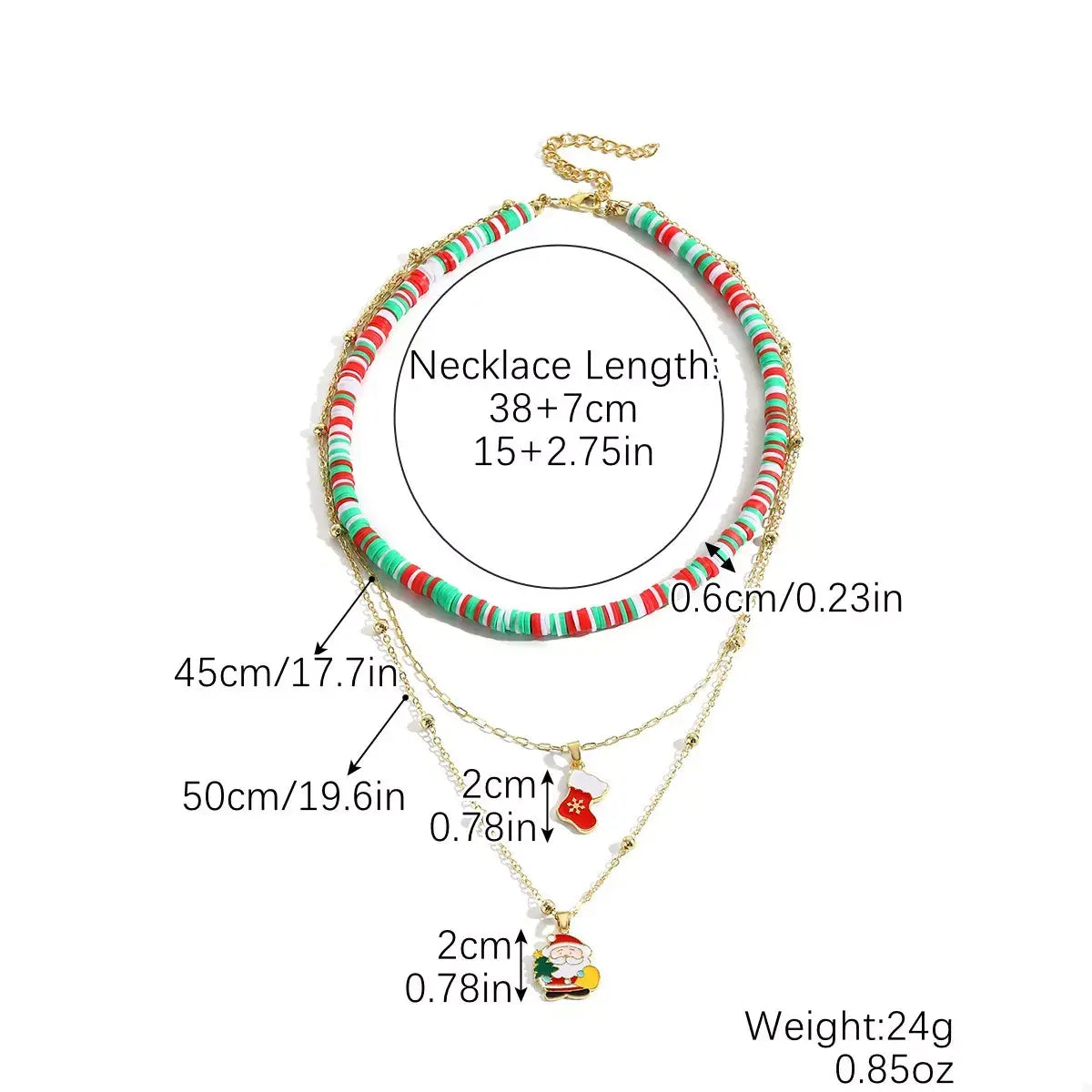 Colorful Christmas Charm Layered Necklace - Trendsi - Flyclothing LLC