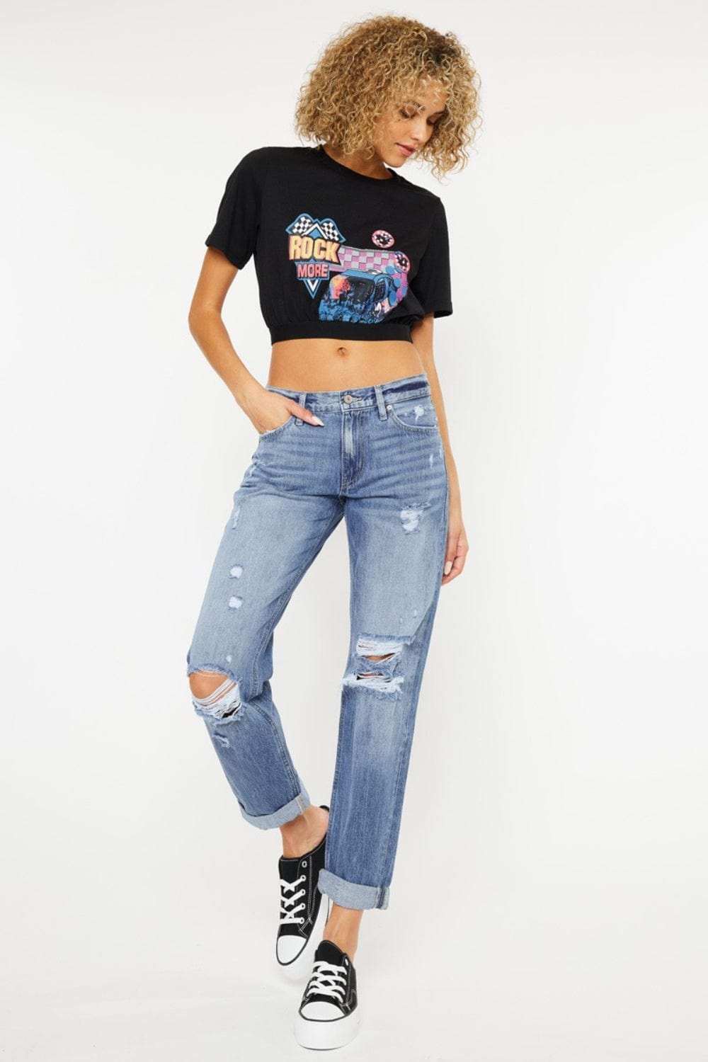 Kancan Mid Rise Distressed Straight Jeans - Trendsi - Flyclothing LLC