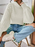 Full Size Textured Knit Turtleneck Long Sleeve Sweater Plus Size - Trendsi - Flyclothing LLC