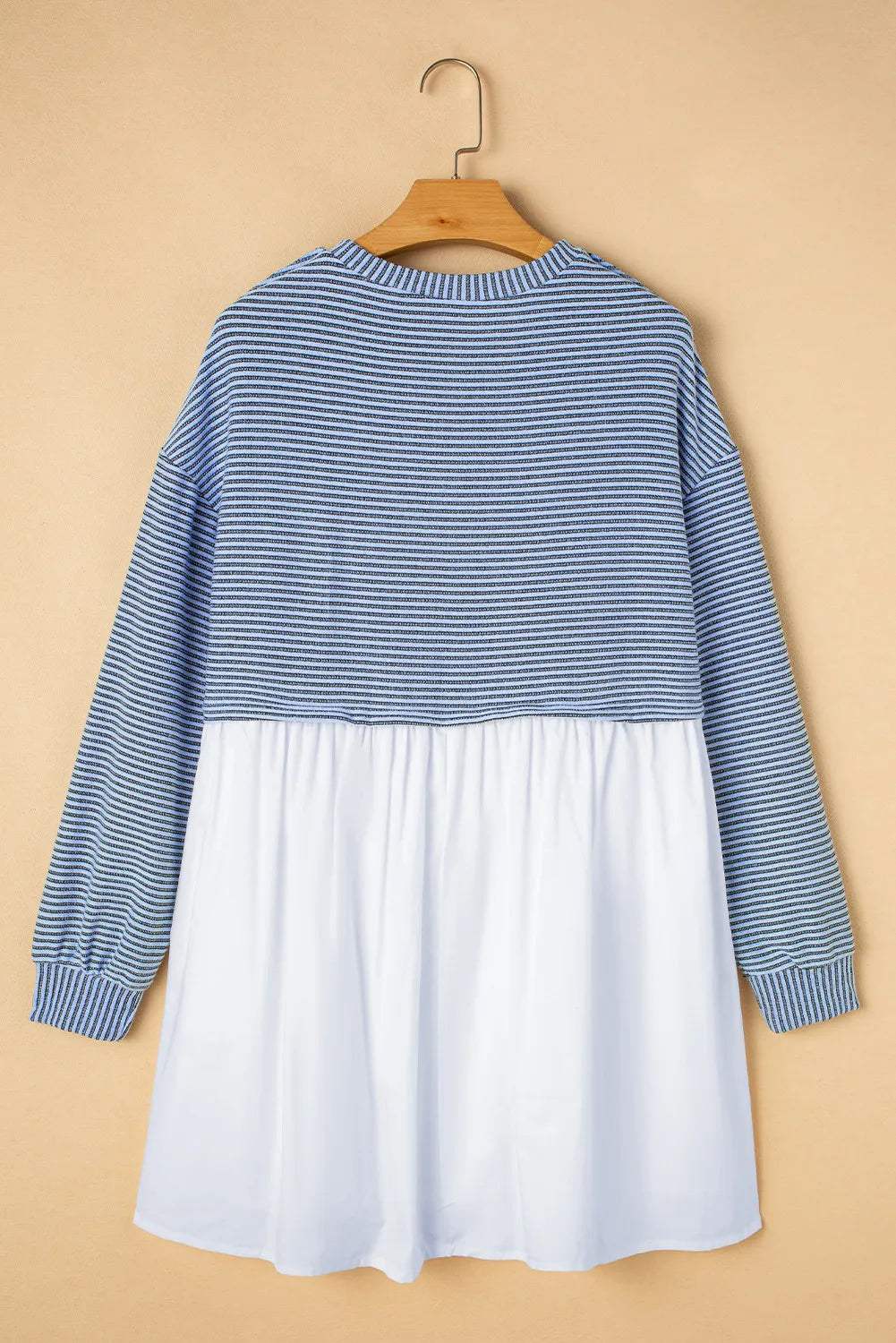 Striped Round Neck Long Sleeve Mini Dress - Trendsi - Flyclothing LLC