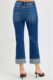RISEN Full Size High Rise Ankle Straight Cuffed Jeans Plus Size - Trendsi - Flyclothing LLC