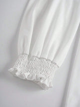 Smocked Cuff Round Neck Long Sleeve T-Shirt - Trendsi - Flyclothing LLC