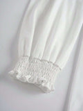 Smocked Cuff Round Neck Long Sleeve T-Shirt - Trendsi - Flyclothing LLC