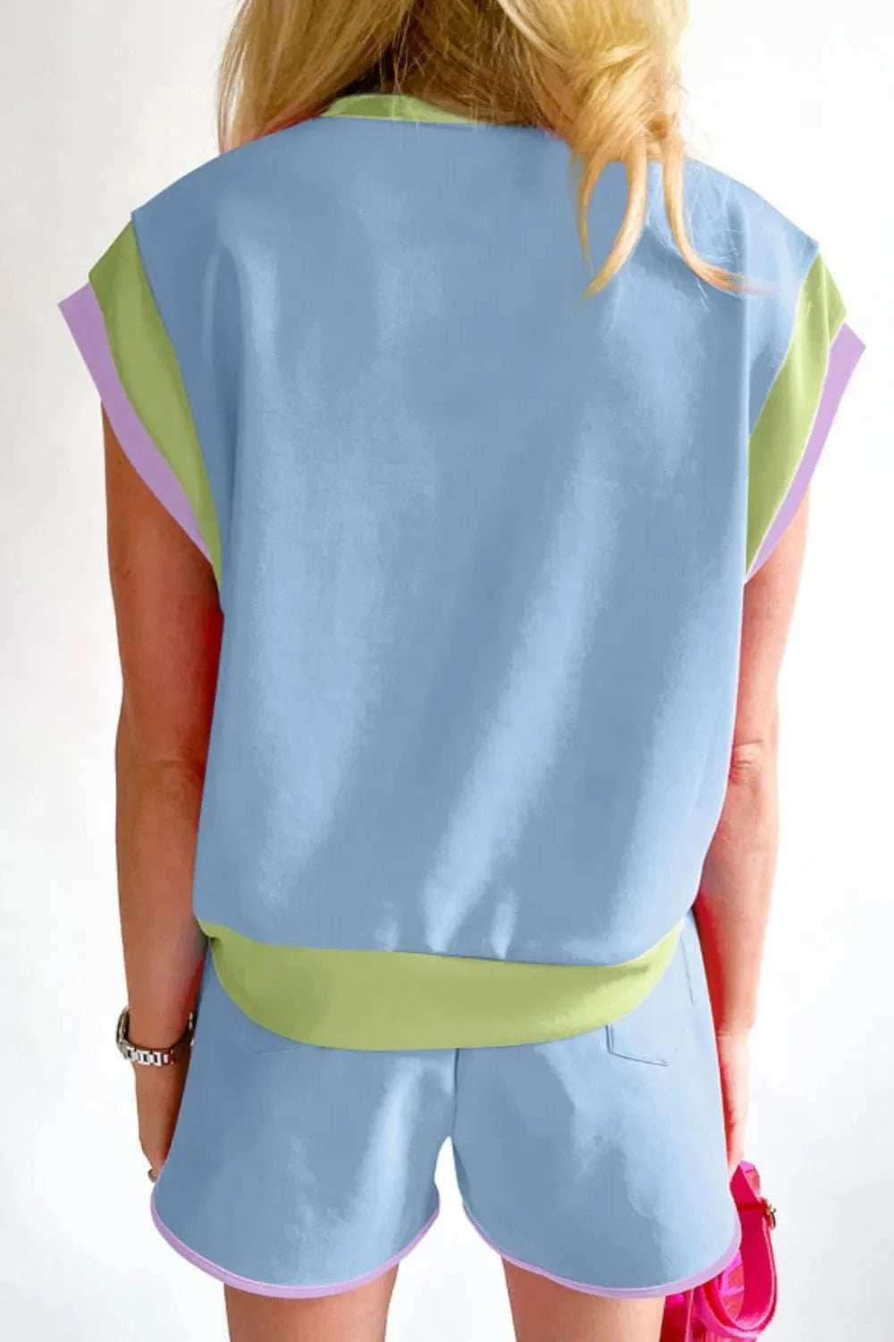 HAPPY EASTER Sequin Round Neck Top and Short Set - Trendsi - Flyclothing LLC