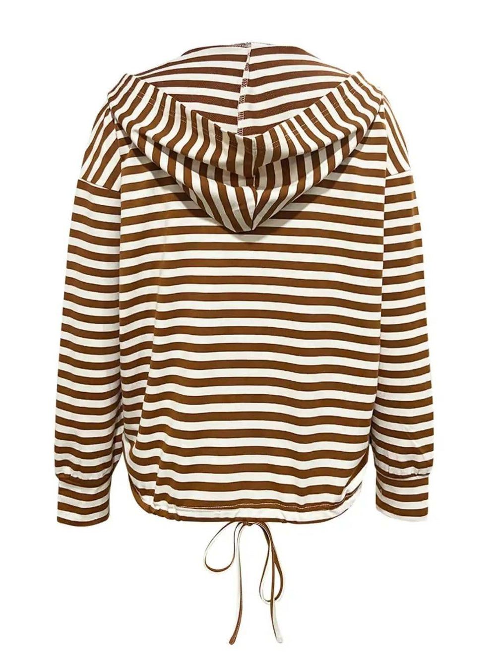 Drawstring Striped Long Sleeve Hoodie - Trendsi - Flyclothing LLC