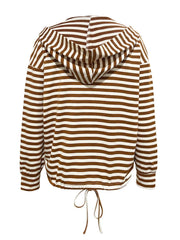 Drawstring Striped Long Sleeve Hoodie - Trendsi