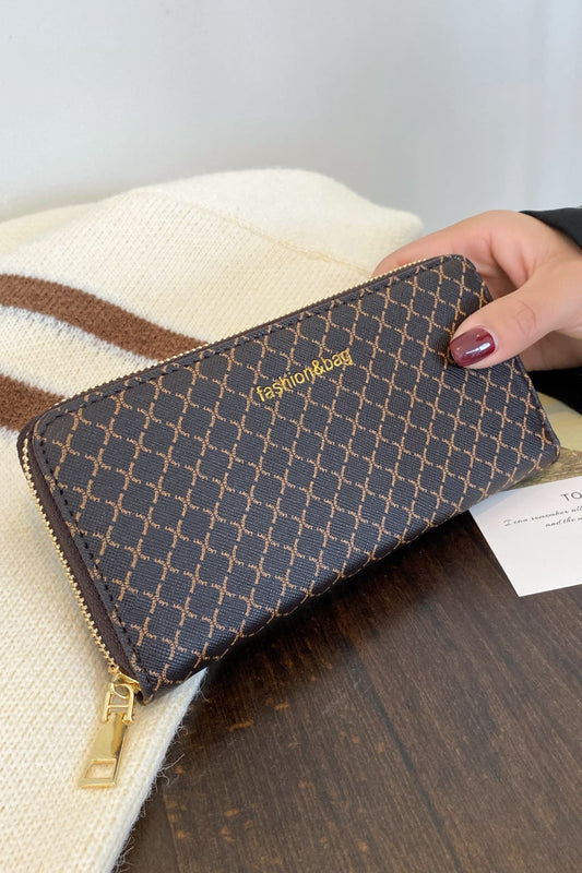 PU Leather Plaid Wallet - Trendsi