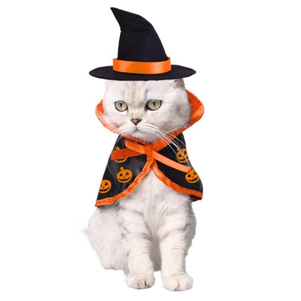 Pet Halloween Cape Hat Set Dogs Cute Costume Pet Halloween Party Cosplay Clothing Cats Decor Cape Festival Dress Up - My Store - Flyclothing LLC