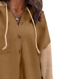 Drawstring Button Front Hoodie - Trendsi - Flyclothing LLC