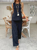 Striped Sleeveless Top and Pants Two-Piece Set - Trendsi