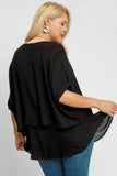 Umgee Full Size Cuffed Half Sleeve Layered Top Plus Size - Trendsi