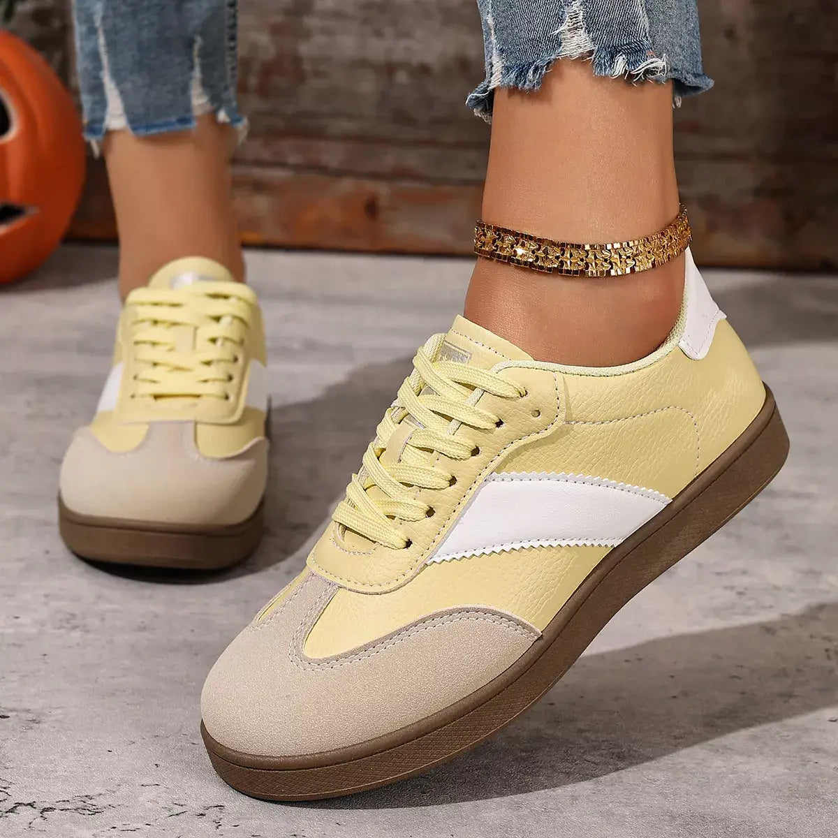 Round Toe Lace Up Sneakers - Trendsi - Flyclothing LLC