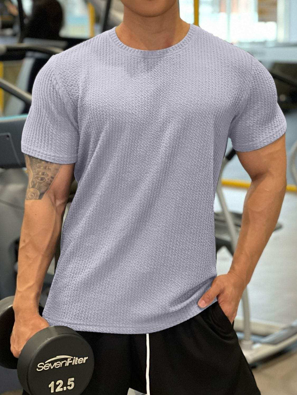 Men's Plus Size Round Neck Short Sleeve T-Shirt - Trendsi - Flyclothing LLC