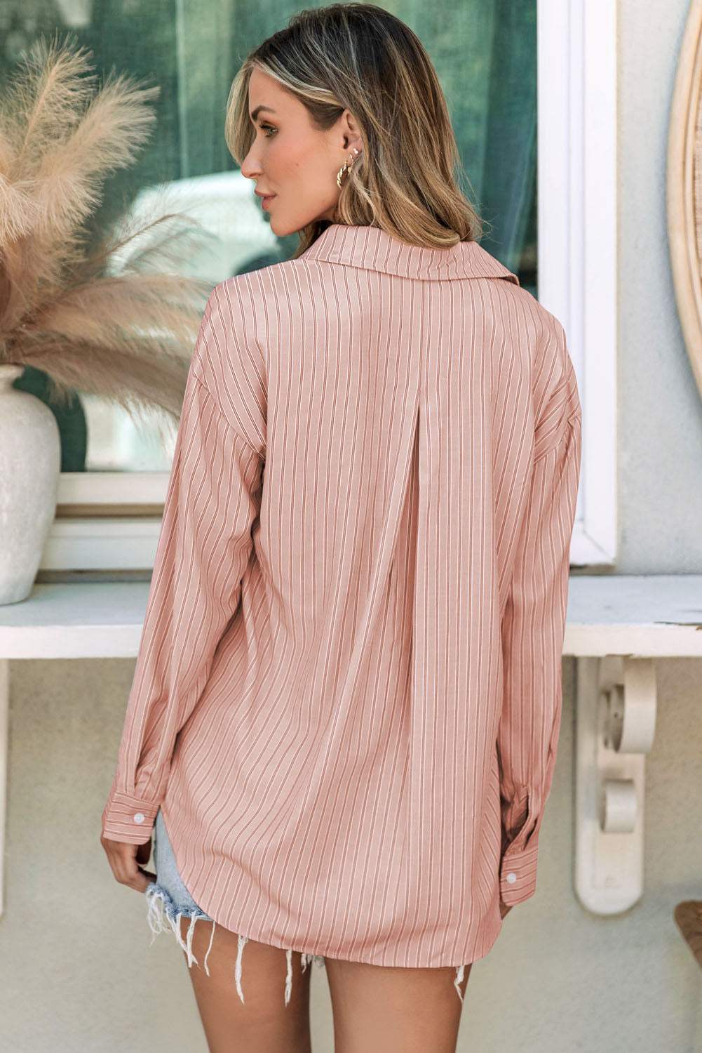 Striped Button Up Long Sleeve Shirt - Trendsi - Flyclothing LLC