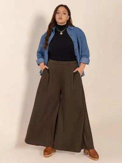 Plus Size Wide Leg Pants with Pockets - Trendsi - Flyclothing LLC