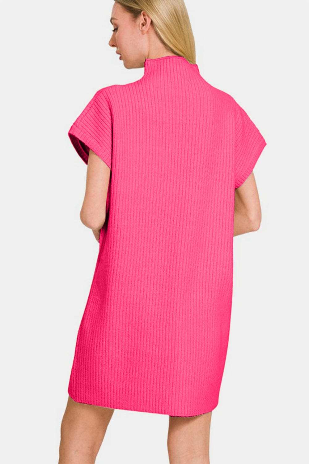 Zenana Short Sleeve Sweater Mini Dress - Trendsi - Flyclothing LLC