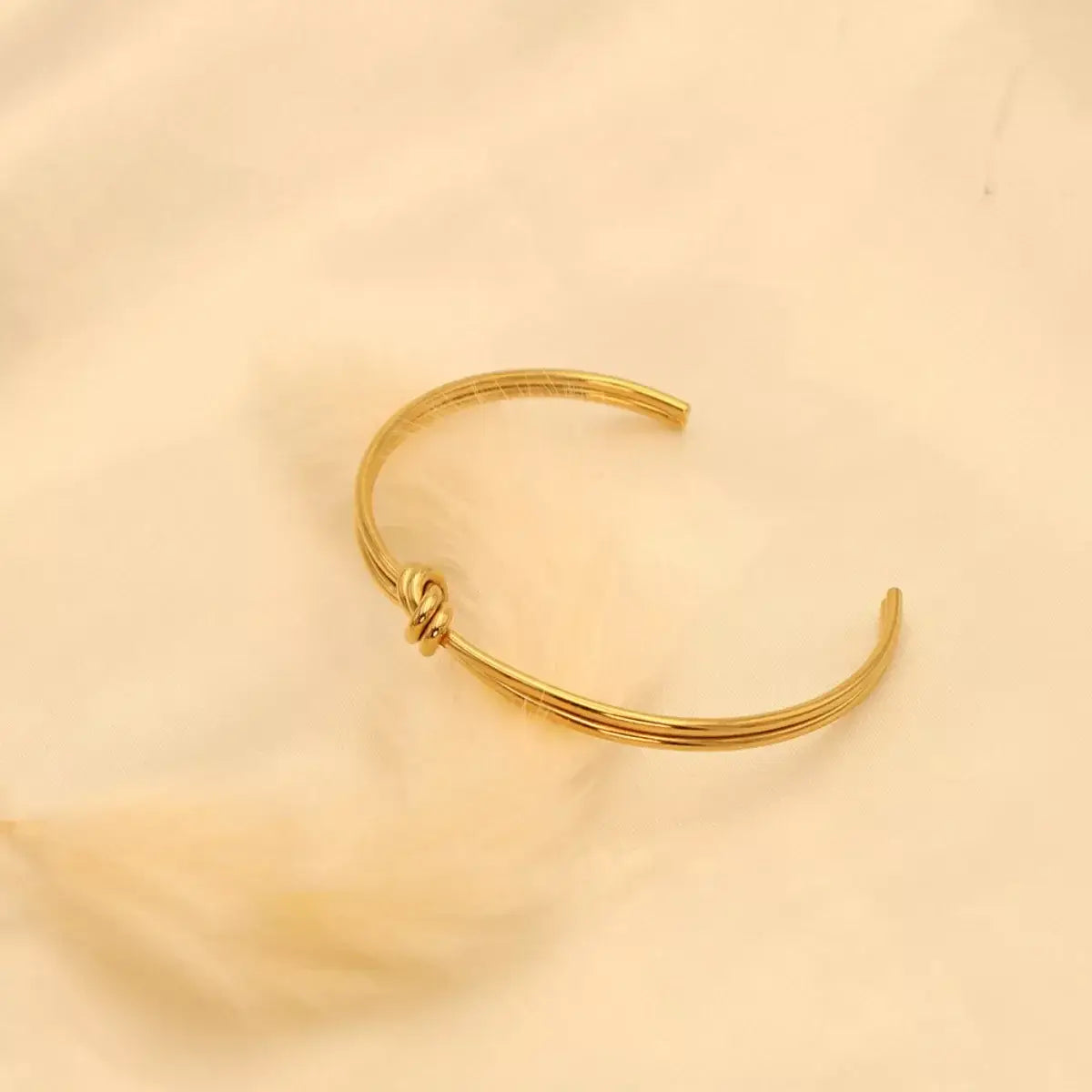 18K Gold-Plated Knot Open Bracelet - Trendsi - Flyclothing LLC