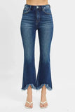RISEN Full Size High Rise Crop Bootcut Fray Hem Jeans Plus Size - Trendsi