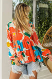 BiBi Floral Woven Tiered V Neck Top - Trendsi - Flyclothing LLC