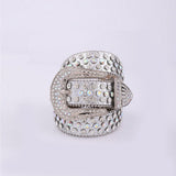 PU Leather Rhinestone Belt - Trendsi