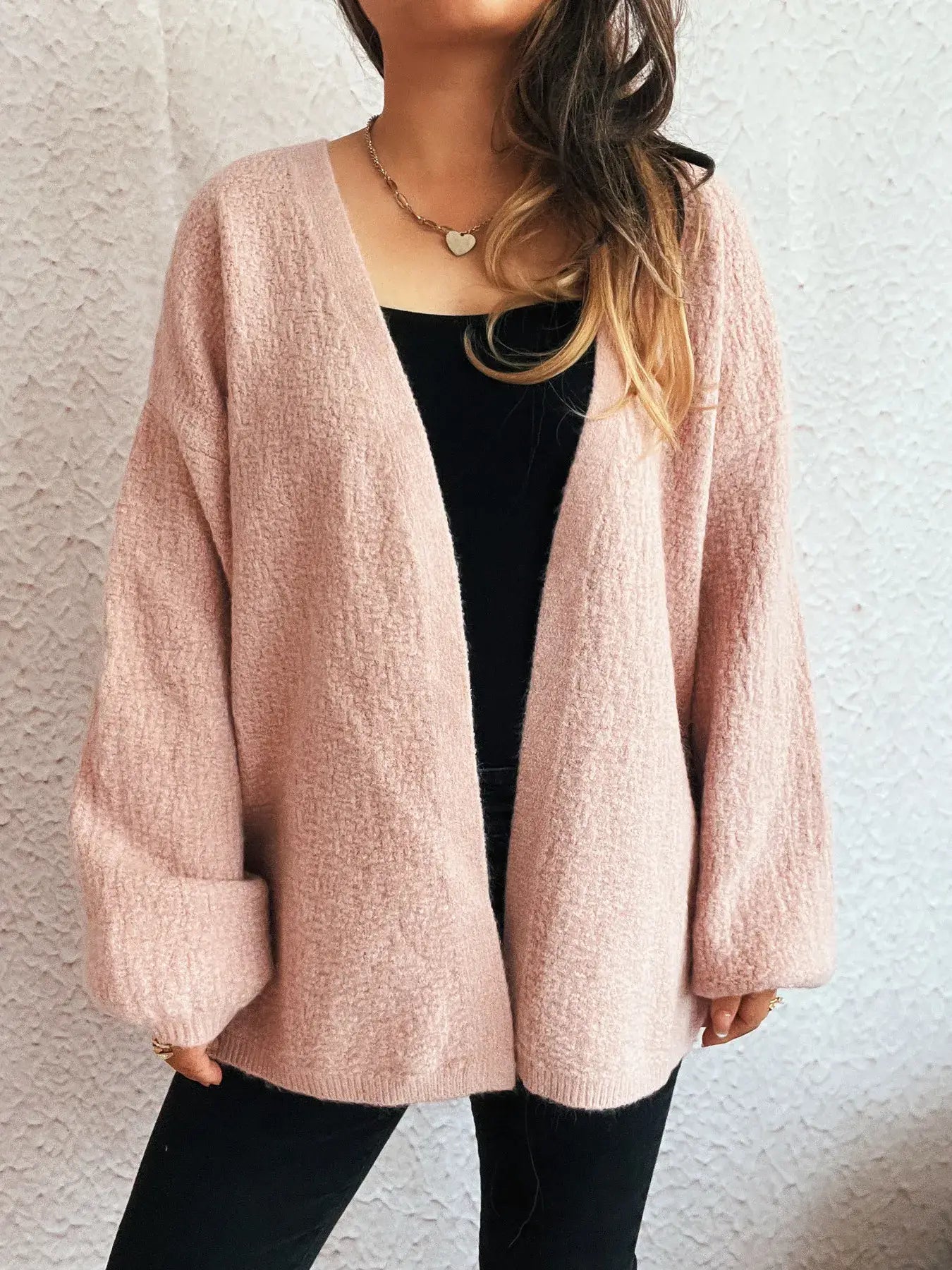 Open Front Long Sleeve Cardigan - Trendsi - Flyclothing LLC