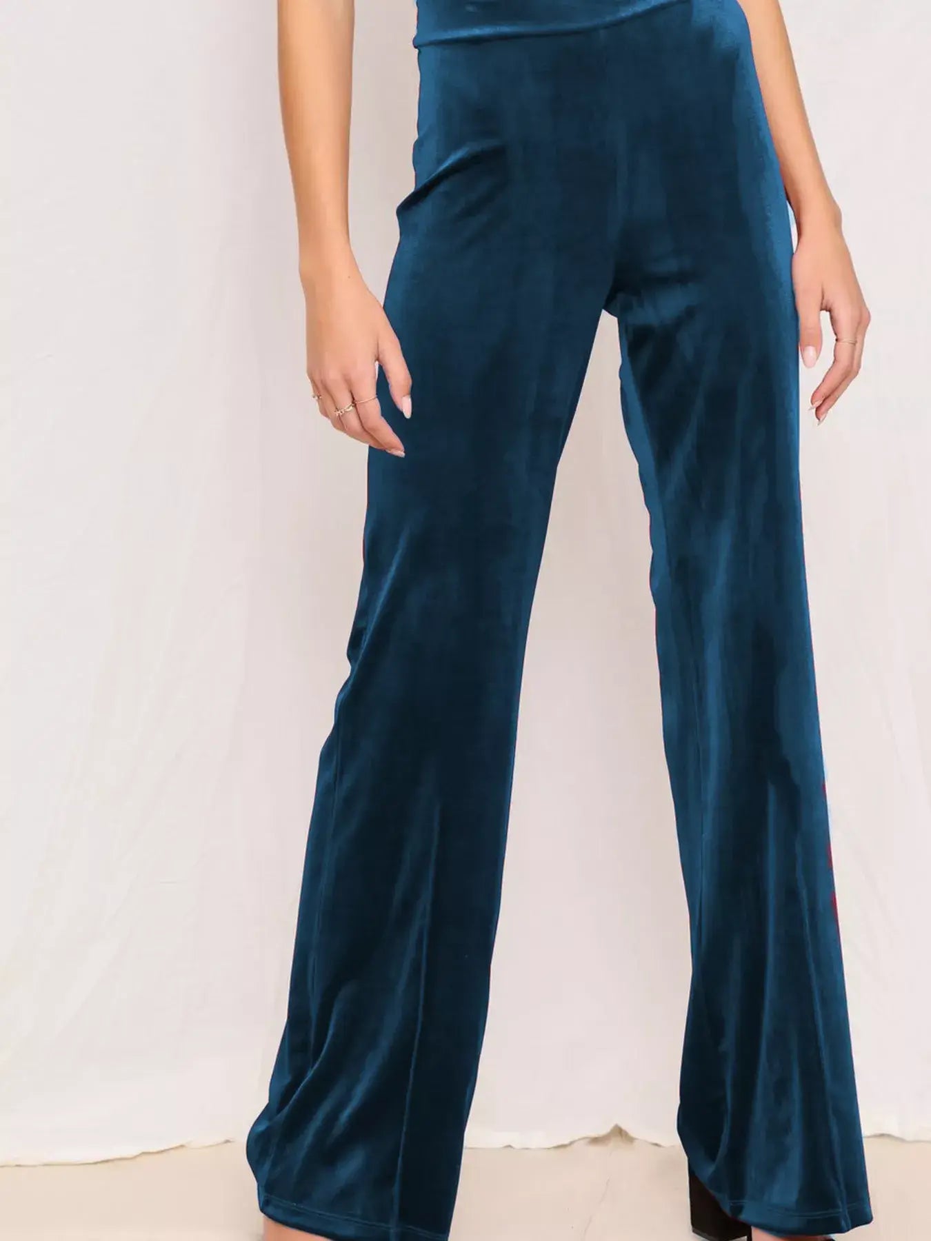 Full Size Velvet Wide Leg Pants Plus Size - Trendsi - Flyclothing LLC