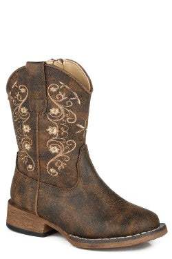 Girls Roper Brown Faux Leather Square Toe Bailey Boots - Roper - Flyclothing LLC