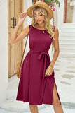 Tied Round Neck Sleeveless Dress - Trendsi - Flyclothing LLC