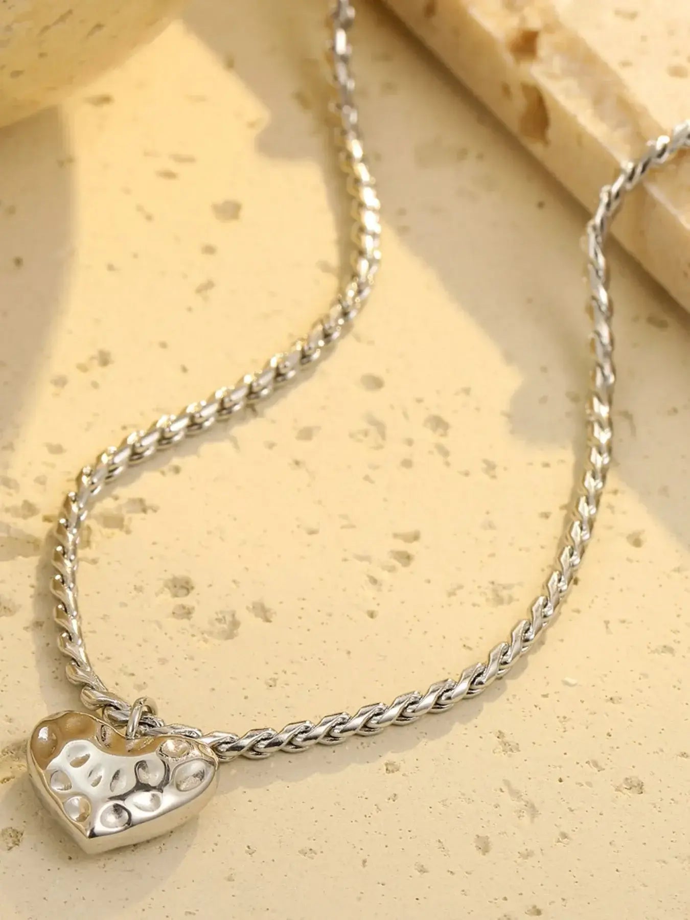 18K Gold-Plated Stainless Steel Heart Pendant Necklace - Trendsi - Flyclothing LLC