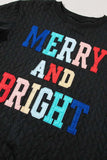 Full Size MERRY AND BRIGHT Cable Knit Pullover Sweatshirt - Trendsi - Flyclothing LLC