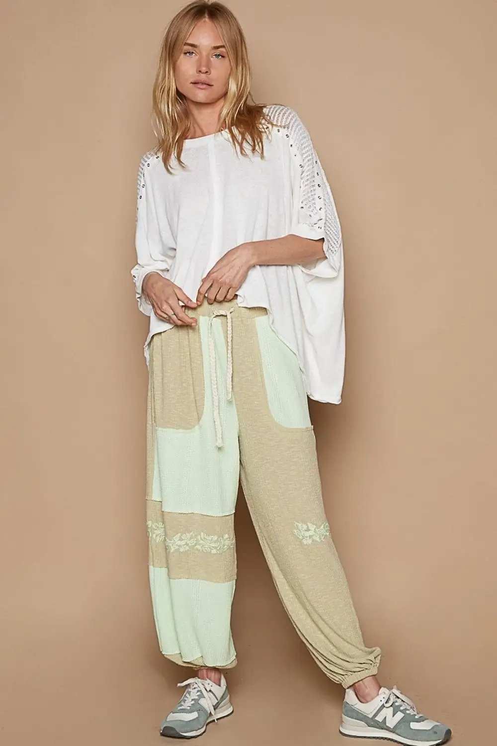 POL Eyelet Detail Studded High-Low Top - Trendsi - Flyclothing LLC