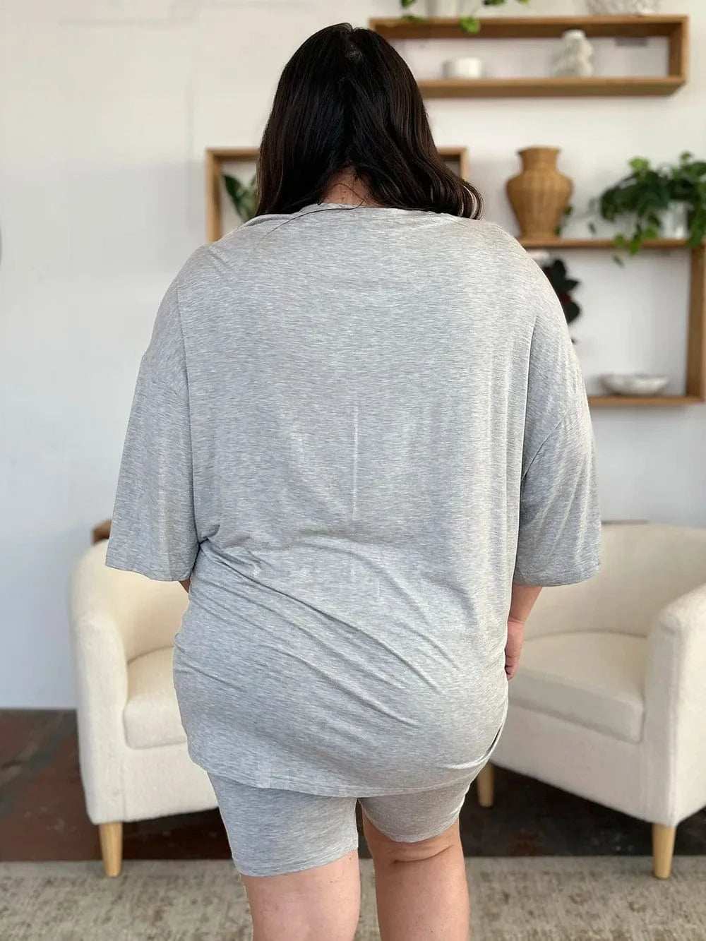 Basic Bae Bamboo Full Size Round Neck Drop Shoulder T-Shirt and Shorts Set - Trendsi - Flyclothing LLC