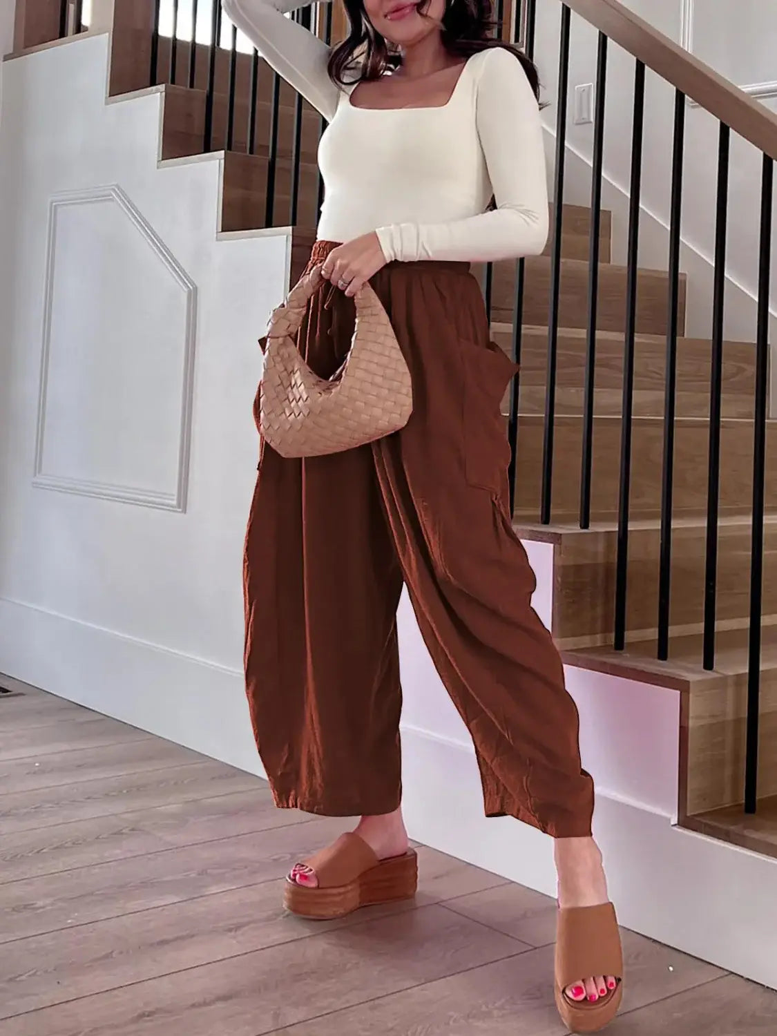 Full Size Drawstring Pants with Pockets Plus Size - Trendsi - Flyclothing LLC