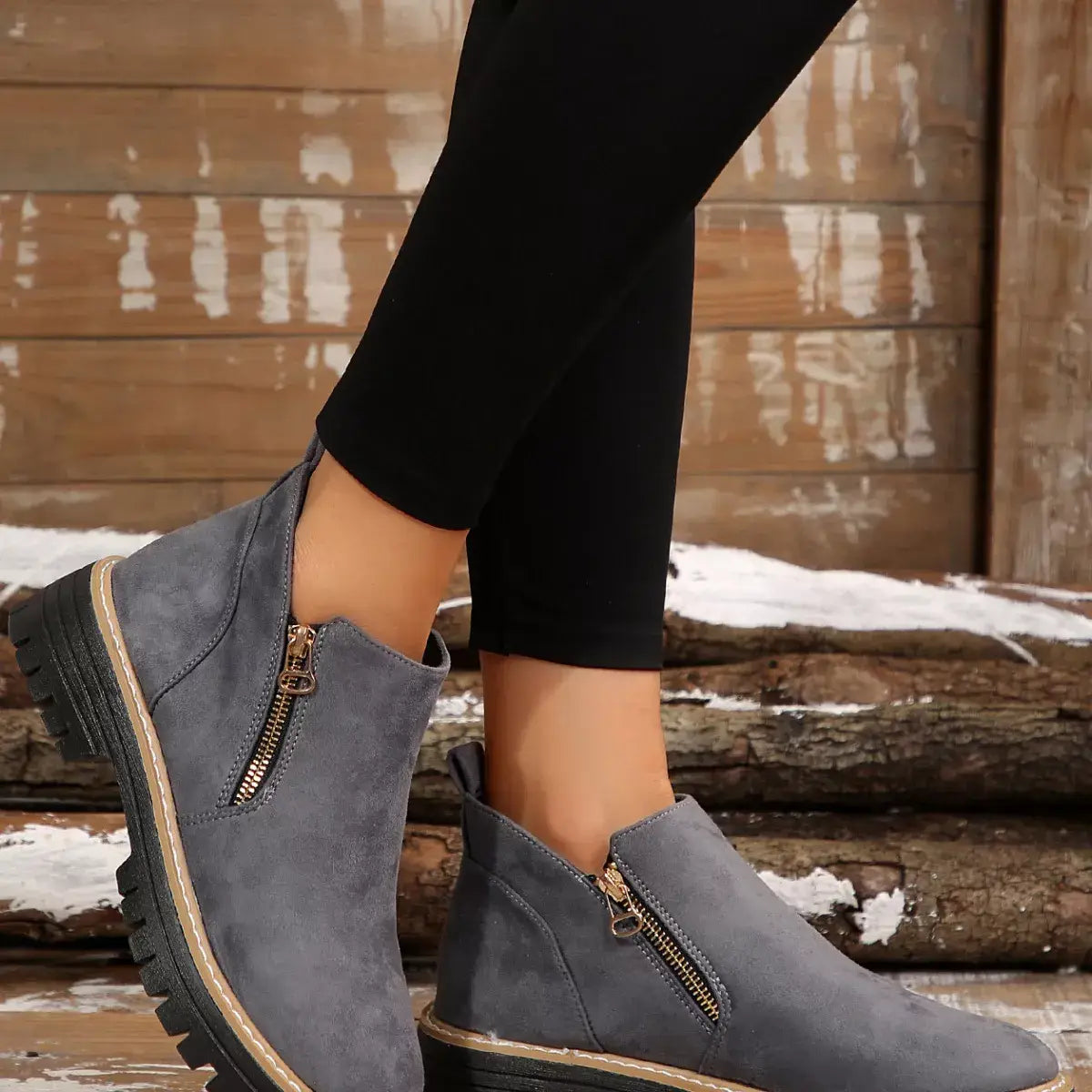 Side Zip Ankle Boots - Trendsi - Flyclothing LLC