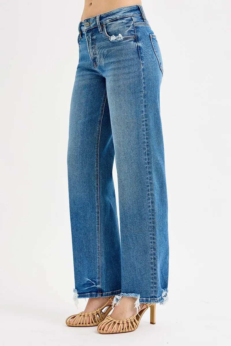 RISEN Full Size Mid Rise Baggy Jeans Plus Size - Trendsi - Flyclothing LLC