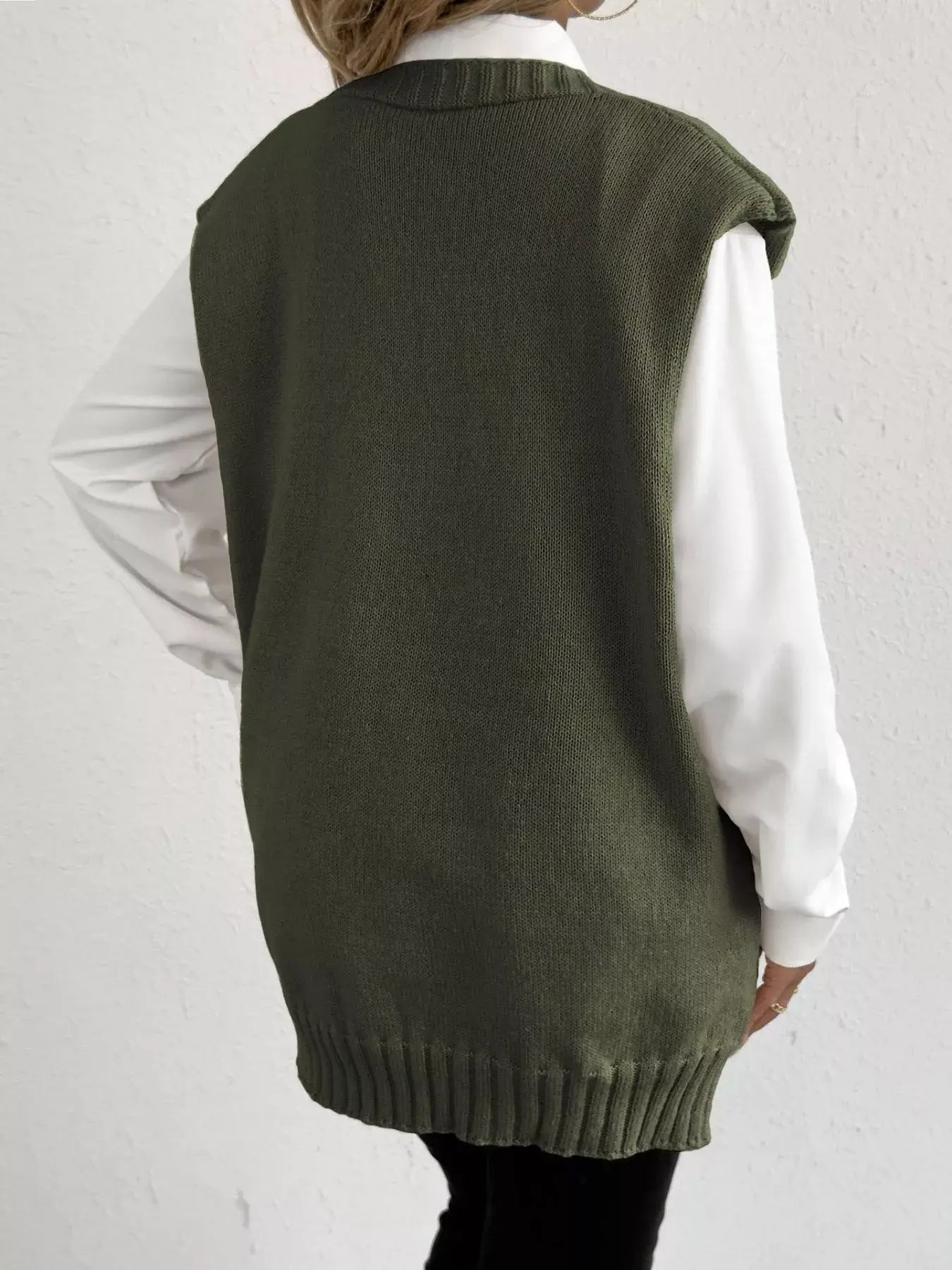 Button-Down Button Up Sweater Vest - Trendsi - Flyclothing LLC