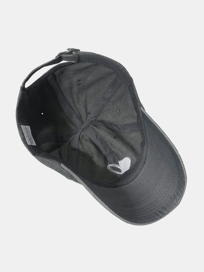 Embroidered Heart Washed Cotton Baseball Cap - Trendsi